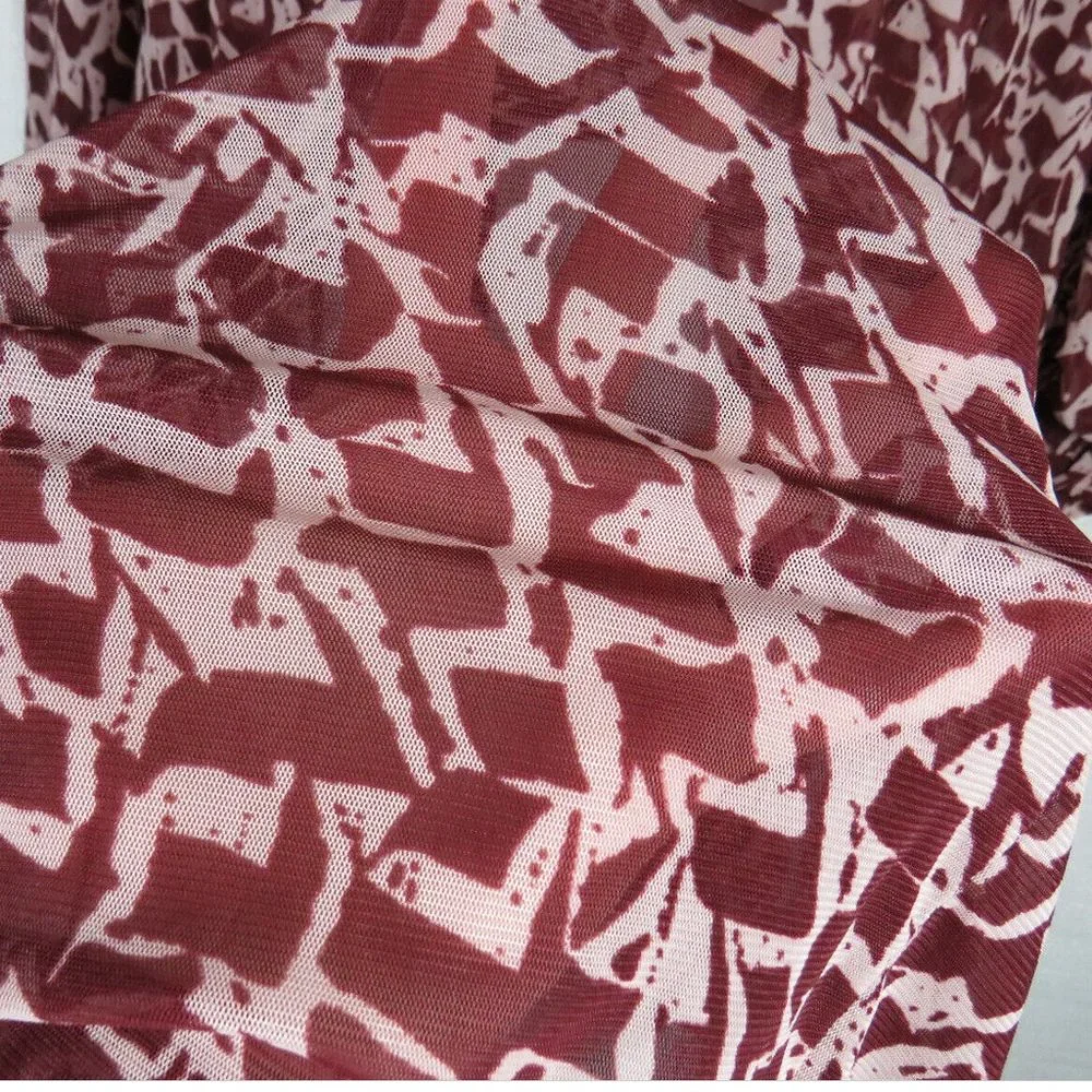 Lane Bryant Burgundy Abstract Print Open Front Kimono Mesh Cardigan Plus 22-24